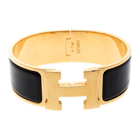 hermes enamel h bracelet black and gold|hermes enamel bracelet sizes.